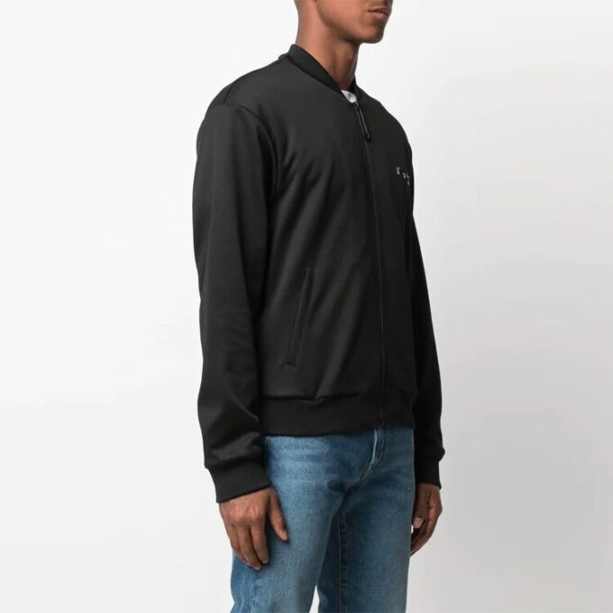 Chaqueta de manga larga con cremallera y logotipo SS21, versión negra
