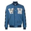 Chaqueta de manga larga con cuello de béisbol y estampado de letras SS21 Azul