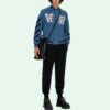 Chaqueta de manga larga con cuello de béisbol y estampado de letras SS21 Azul