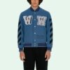 Chaqueta de manga larga con cuello de béisbol y estampado de letras SS21 Azul