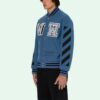Chaqueta de manga larga con cuello de béisbol y estampado de letras SS21 Azul