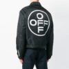 Chaqueta de manga larga con estampado de letras en la espalda, corte holgado, color negro