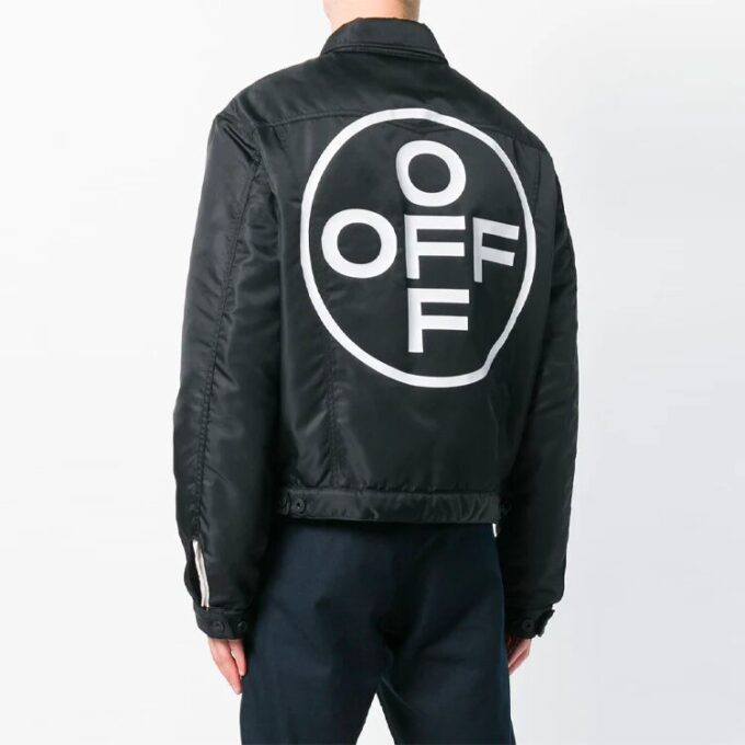 Chaqueta de manga larga con estampado de letras en la espalda, corte holgado, color negro