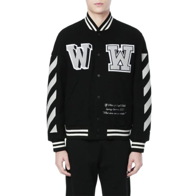 Chaqueta de manga larga con estampado de letras SS21, color negro