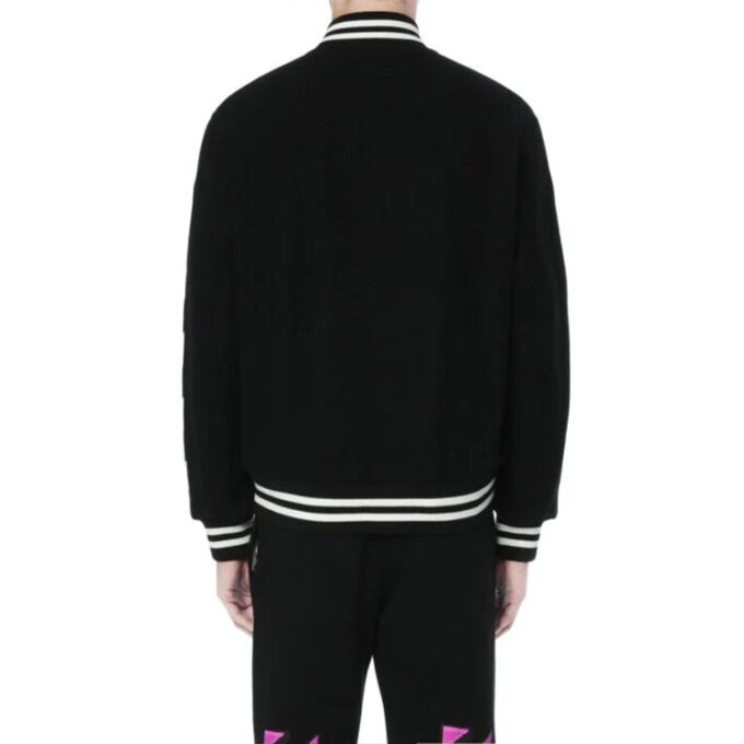 Chaqueta de manga larga con estampado de letras SS21, color negro
