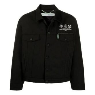 Chaqueta de manga larga con estampado de logotipo, corte holgado, color negro, colección primavera-verano 2021 Chaqueta de manga larga con estampado de logotipo, corte holgado, color negro, colección primavera-verano 2021