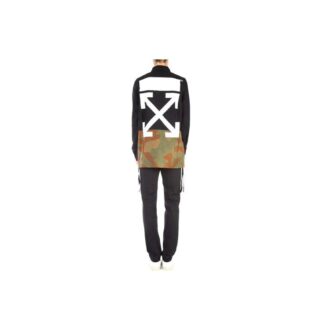 Chaqueta de manga larga con hebilla y bloques de color de camuflaje para hombre Off-White SS21, corte holgado, negro Chaqueta de manga larga con hebilla y bloques de color de camuflaje para hombre Off-White SS21, corte holgado, negro