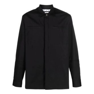 Chaqueta de manga larga con logotipo bordado Off-White para hombre FW22, color negro Chaqueta de manga larga con logotipo bordado Off-White para hombre FW22, color negro
