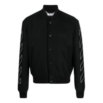 Chaqueta de manga larga de rayas diagonales para hombre Off-White, corte holgado, color negro Chaqueta de manga larga de rayas diagonales para hombre Off-White, corte holgado, color negro