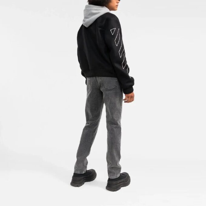 Chaqueta de manga larga de rayas diagonales para hombre Off-White, corte holgado, color negro