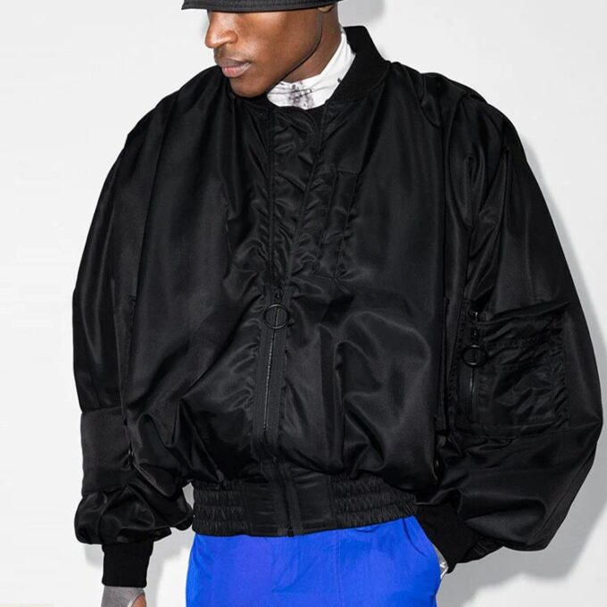 Chaqueta de piloto con apliques Pascal para hombre, negra