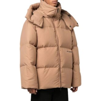 Chaqueta de plumón Off-White para hombre FW22 de color liso, corte ajustado, marrón