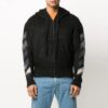 Chaqueta de punto con capucha y estampado trasero, color negro