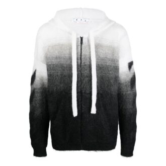 Chaqueta de punto con cremallera y cordón Off-White para hombre, color block, negra