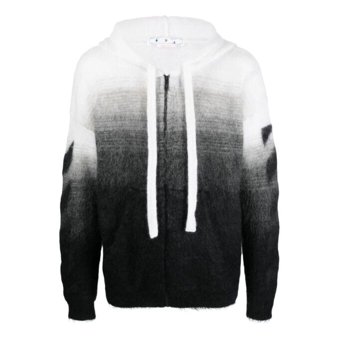 Chaqueta de punto con cremallera y cordón Off-White para hombre, color block, negra