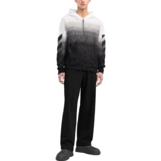 Chaqueta de punto con cremallera y cordón Off-White para hombre, color block, negra