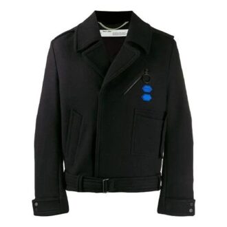 Chaqueta de traje corta para hombre Off-White con estampado de flechas, corte holgado, color negro