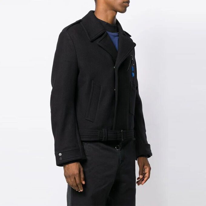 Chaqueta de traje corta para hombre Off-White con estampado de flechas, corte holgado, color negro