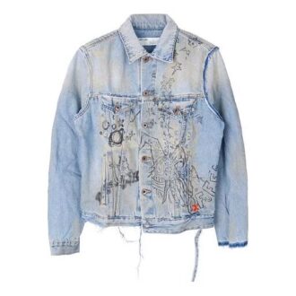Chaqueta Denim azul con grafitis para hombre de Off-White