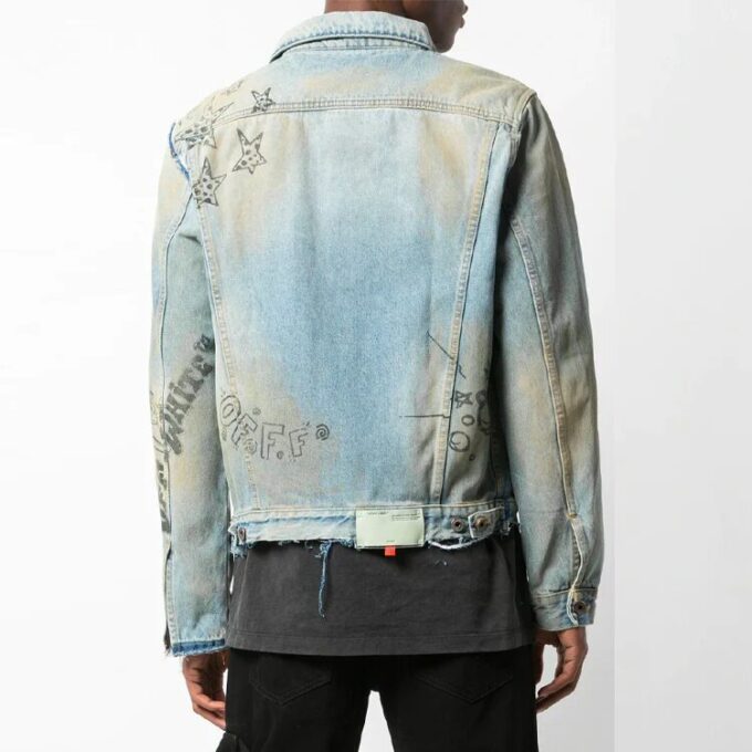Chaqueta Denim azul con grafitis para hombre de Off-White