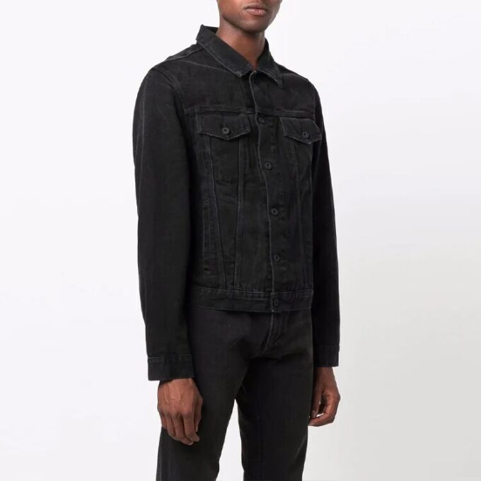 Chaqueta Denim casual con solapas FW21, corte holgado, negro