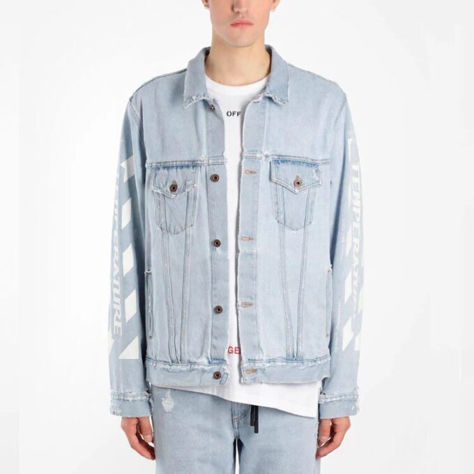 Chaqueta Denim clásica estampada, versión estándar, azul