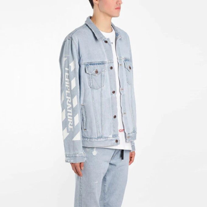 Chaqueta Denim clásica estampada, versión estándar, azul