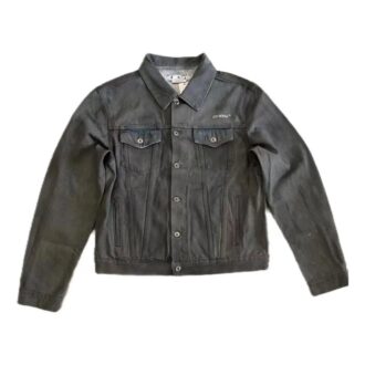 Chaqueta Denim con cuello vuelto y estampado de letras «Gris»