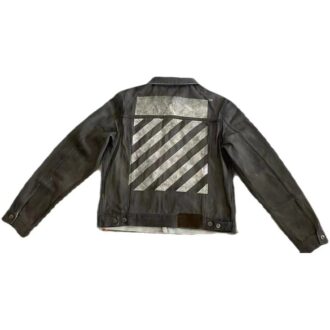 Chaqueta Denim con cuello vuelto y estampado de letras «Gris»