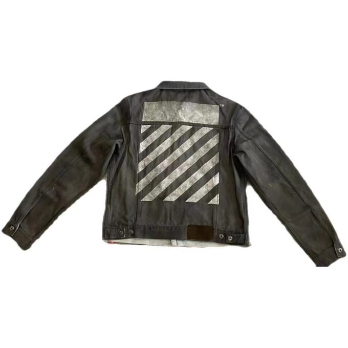 Chaqueta Denim con cuello vuelto y estampado de letras «Gris»