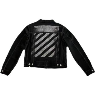 Chaqueta Denim con cuello vuelto y estampado de letras «Negro»