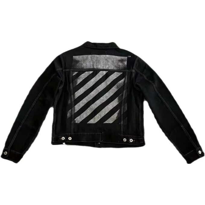 Chaqueta Denim con cuello vuelto y estampado de letras «Negro»