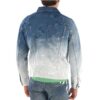 Chaqueta Denim con degradado de tinta salpicada, corte holgado, gris y blanco