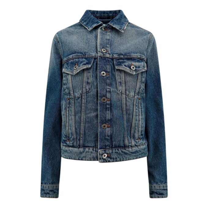 Chaqueta Denim con detalle de correa en blanco roto «Azul»