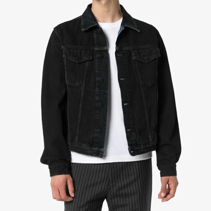 Chaqueta Denim con estampado de Arrows para hombre, color negro, colección Otoño-Invierno 2020