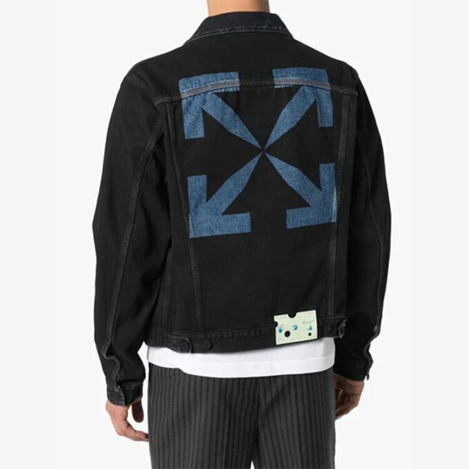 Chaqueta Denim con estampado de Arrows para hombre, color negro, colección Otoño-Invierno 2020