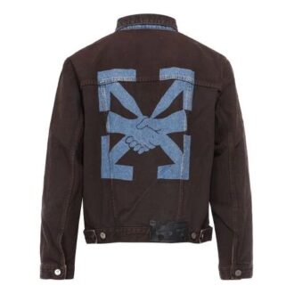 Chaqueta Denim con estampado de flechas Chaqueta Denim de manga larga para hombre Azul oscuro
