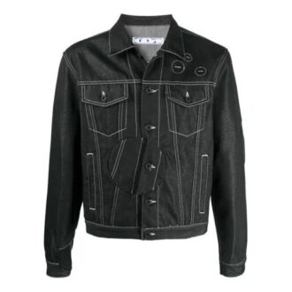 Chaqueta Denim con estampado de flechas SS21, negra