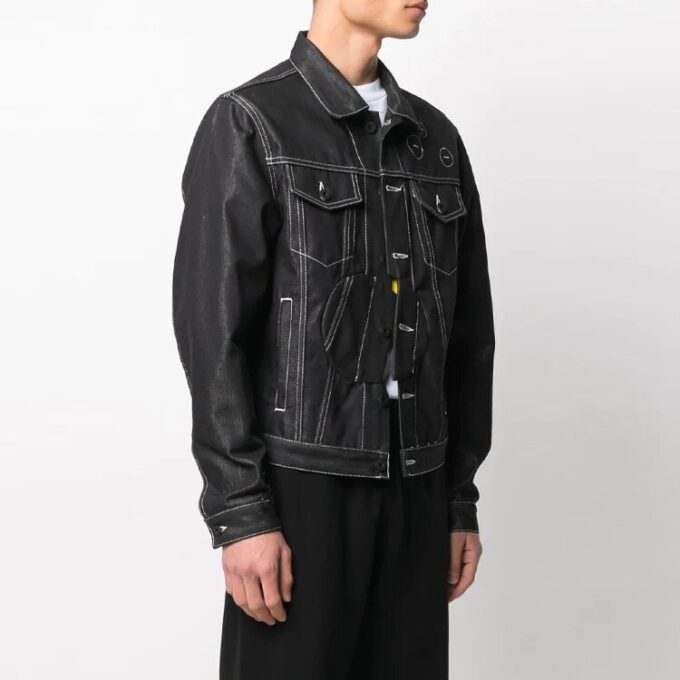 Chaqueta Denim con estampado de flechas SS21, negra