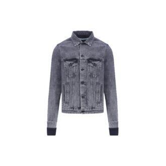 Chaqueta Denim con estampado de flechas y costuras, gris