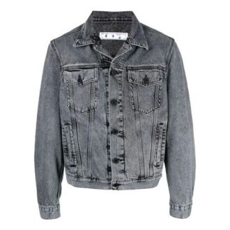 Chaqueta Denim con estampado de logotipo SS21, corte holgado, gris
