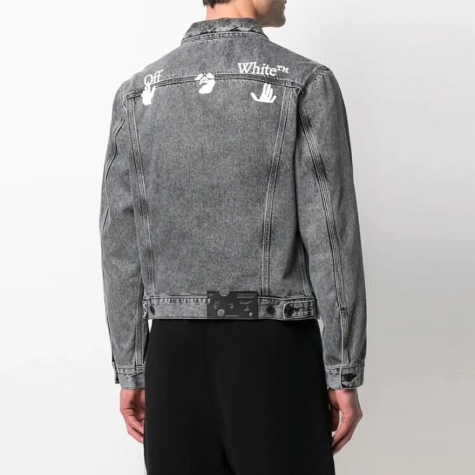 Chaqueta Denim con estampado de logotipo SS21, corte holgado, gris