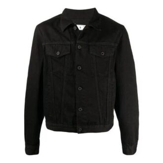 Chaqueta Denim con estampado de logotipo SS21, corte holgado, negra