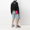 Chaqueta Denim con estampado de logotipo SS21, corte holgado, negra