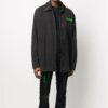 Chaqueta Denim con estampado desgastado para hombre, negra