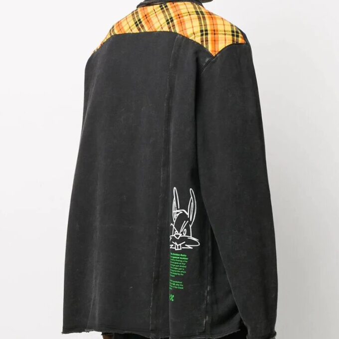 Chaqueta Denim con estampado desgastado para hombre, negra