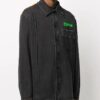 Chaqueta Denim con estampado desgastado para hombre, negra