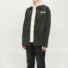 Chaqueta Denim con estampado desgastado para hombre, negra