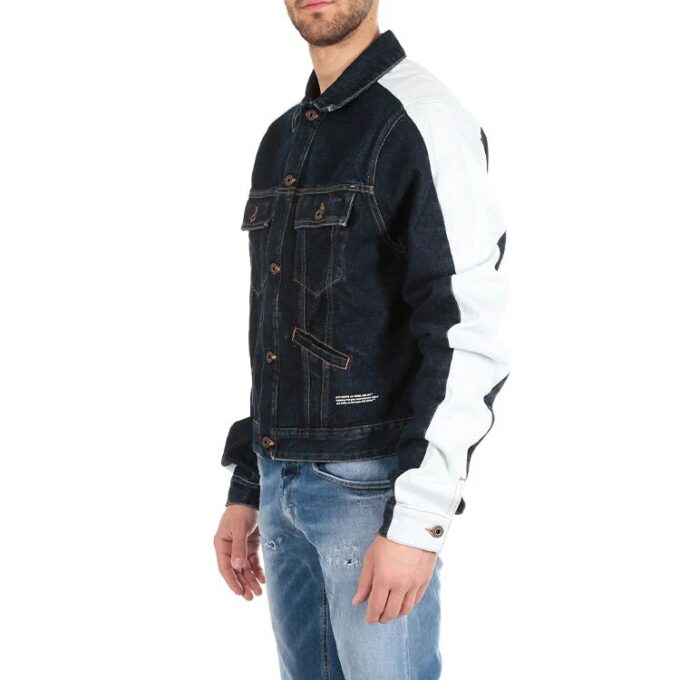 Chaqueta Denim con mangas empalmadas Azul