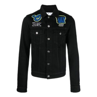 Chaqueta Denim con parche universitario «Negro Azul»